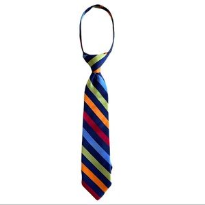Talbots Kids Silk Neck Tie Multicolor Stripes Easy On Zipper Tie 2.25” Wide